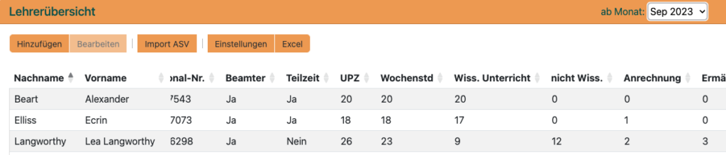 Auswahl des Monats September 2023 in der Monatsauswahl