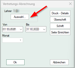 Auswahl der Lehrer für den Export in Untis