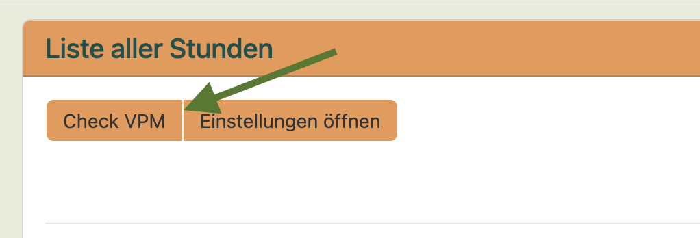 Stundenübersicht in Schule-Mehrarbeit mit den nach dem VPM-Check eingelesenen Stundendaten